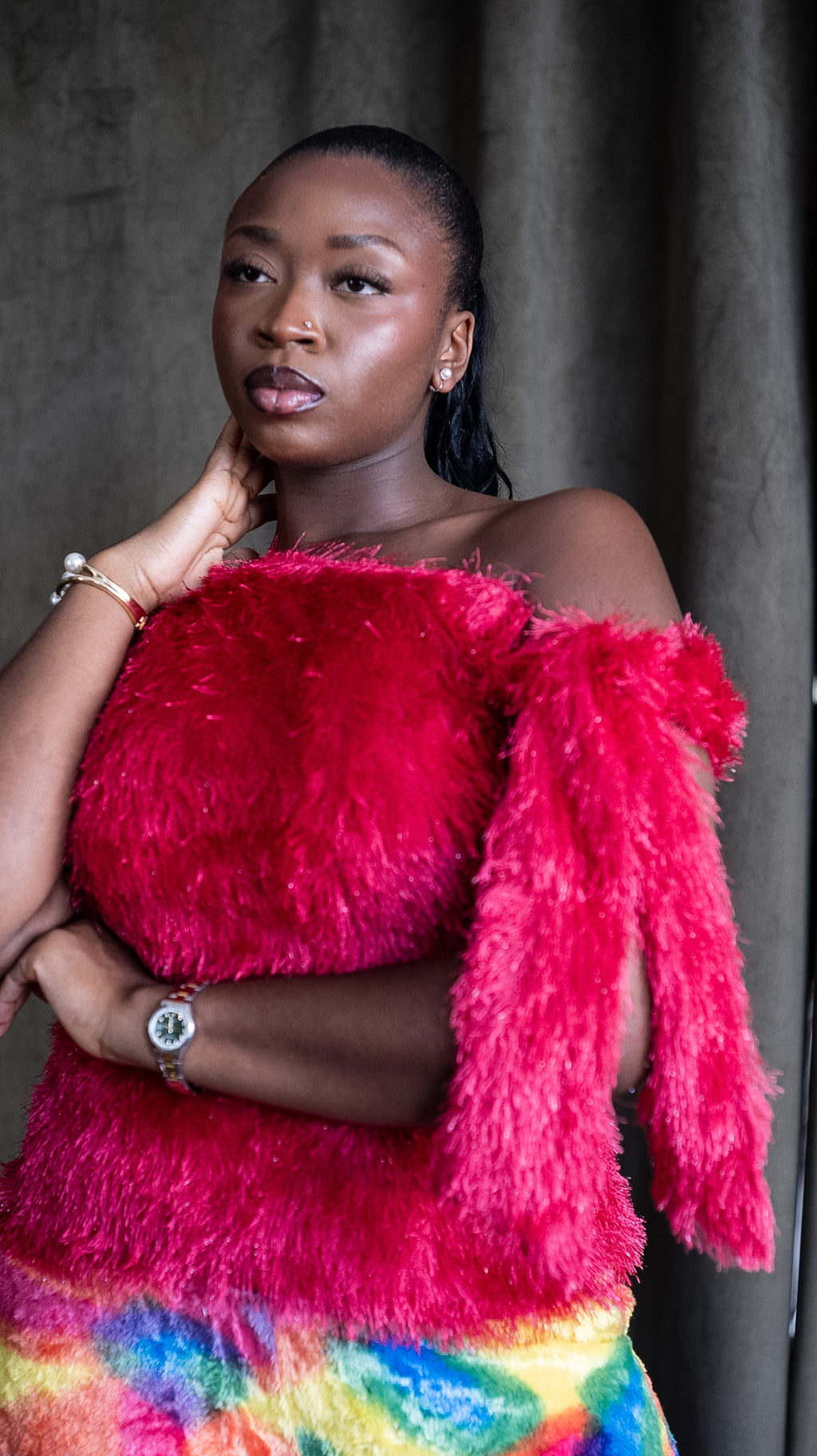 AMINA - The Fuchsia Asymmetric One Shoulder Top