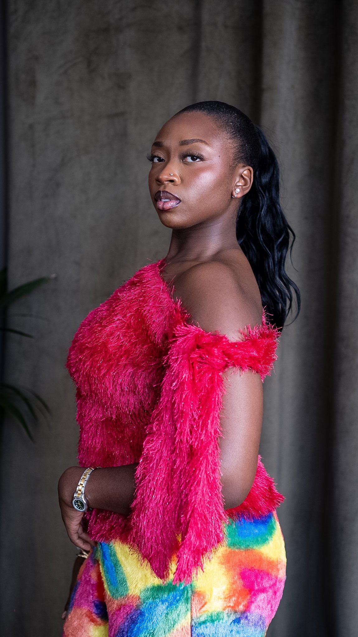 AMINA - The Fuchsia Asymmetric One Shoulder Top