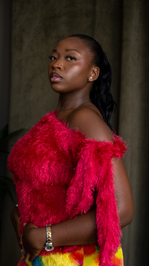 AMINA - The Fuchsia Asymmetric One Shoulder Top