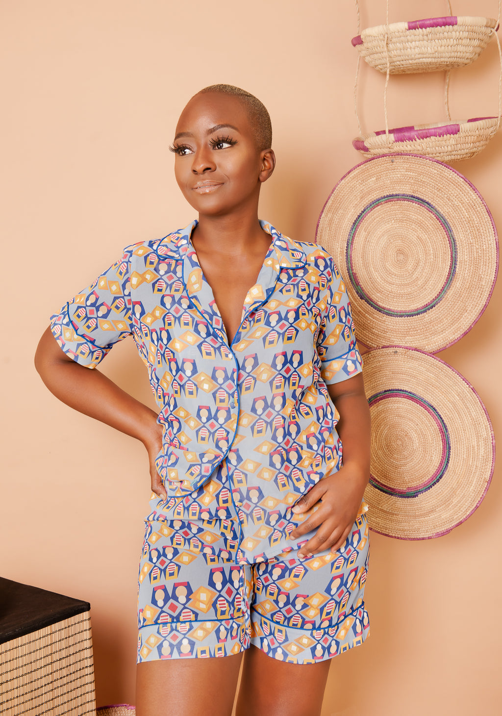Stone Chiffon Short Pyjama Set